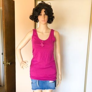 Magenta tank top with big button design